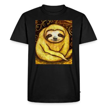 Sloth Portrait Funny Gustav Klimt Style - Men's Premium Organic T-Shirt - black - Front - Nico (187cm)