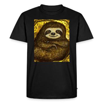 Sloth Portrait Funny Gustav Klimt Style - Men's Premium Organic T-Shirt - black - Front - Nico (187cm)