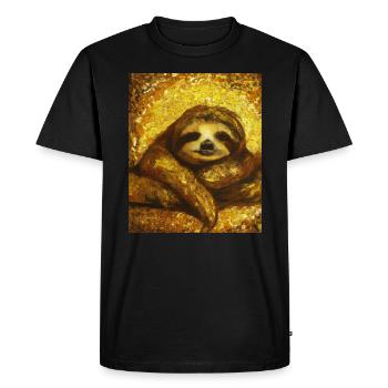 Sloth Portrait Funny Gustav Klimt Style - Men's Premium Organic T-Shirt - black - Front - Nico (187cm)