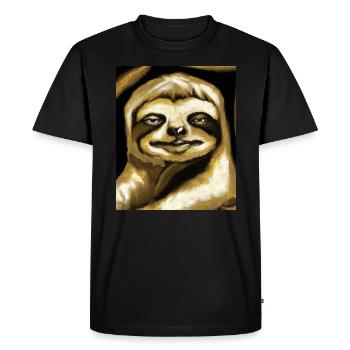 Sloth Portrait Funny Cubism Gustav Klimt - Men's Premium Organic T-Shirt - black - Front - Nico (187cm)