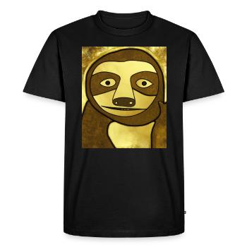 Sloth Portrait Funny Cubism Gustav Klimt - Men's Premium Organic T-Shirt - black - Front - Nico (187cm)