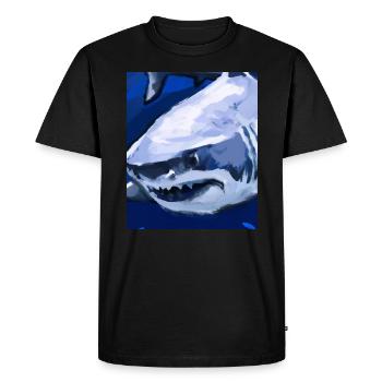 Grand Requin Blanc Vincent Van Gogh Style - T-shirt Premium bio Homme - noir - Devant - Nico (187cm)
