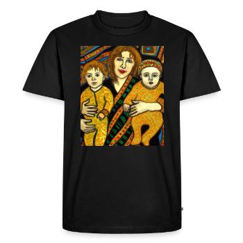 Gustav Klimt Style Portrait of a Mama with Two - Men's Premium Organic T-Shirt - black - Front - Nico (187cm)