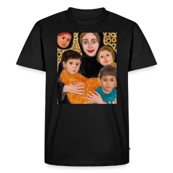 Gustav Klimt Style Portrait of a Mom with Four - Men's Premium Organic T-Shirt - black - Front - Nico (187cm)