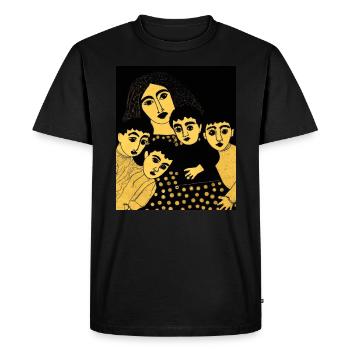 Gustav Klimt Style Portrait of a Mom with Four - Men's Premium Organic T-Shirt - black - Front - Nico (187cm)