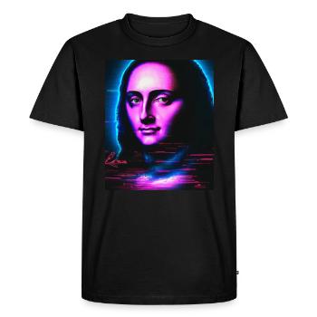 Vaporwave Aesthetic Portrait of a Woman - Men's Premium Organic T-Shirt - black - Front - Nico (187cm)