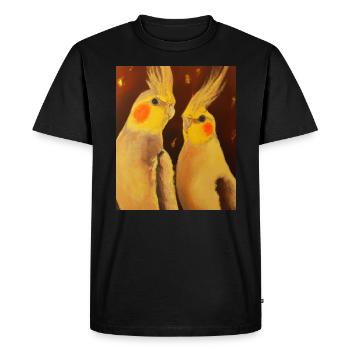 Cockatiel Couple Gustav Klimt Style - Men's Premium Organic T-Shirt - black - Front - Nico (187cm)