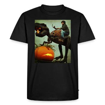 Halloween Dino Boy chevauchant des dinosaures - T-shirt Premium bio Homme - noir - Devant - Nico (187cm)