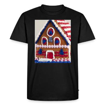 American Christmas Gingerbread House with US - Men's Premium Organic T-Shirt - black - Front - Nico (187cm)