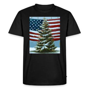 American Christmas Christmas Tree with US - Men's Premium Organic T-Shirt - black - Front - Nico (187cm)