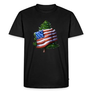 American Christmas Christmas Tree with US - Men's Premium Organic T-Shirt - black - Front - Nico (187cm)