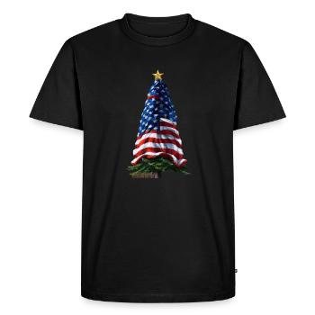 American Christmas Christmas Tree with US - Men's Premium Organic T-Shirt - black - Front - Nico (187cm)