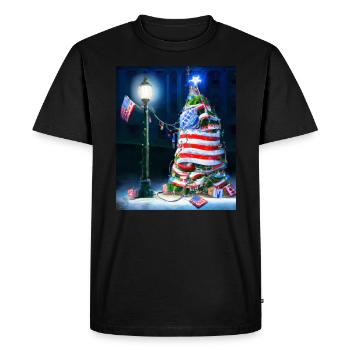 American Christmas Christmas Tree with US - Men's Premium Organic T-Shirt - black - Front - Nico (187cm)