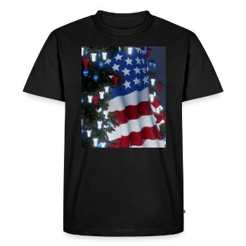 American Christmas Christmas Tree with US - Men's Premium Organic T-Shirt - black - Front - Nico (187cm)