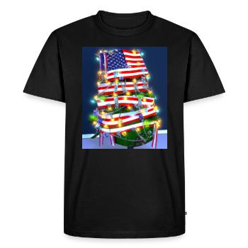 American Christmas Christmas Tree with US - Men's Premium Organic T-Shirt - black - Front - Nico (187cm)