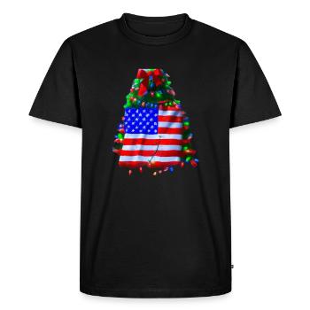 American Christmas Christmas Tree with US - Men's Premium Organic T-Shirt - black - Front - Nico (187cm)