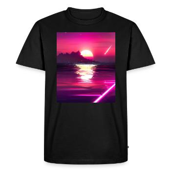 Vaporwave Sun Synthwave Sunset - Men's Premium Organic T-Shirt - black - Front - Nico (187cm)