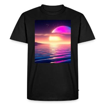 Vaporwave Sun Synthwave Sunset - Men's Premium Organic T-Shirt - black - Front - Nico (187cm)