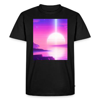 Vaporwave Sun Synthwave Sunset - Men's Premium Organic T-Shirt - black - Front - Nico (187cm)