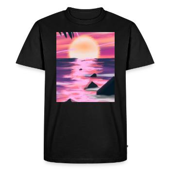Vaporwave Sun Synthwave Sunset - Men's Premium Organic T-Shirt - black - Front - Nico (187cm)