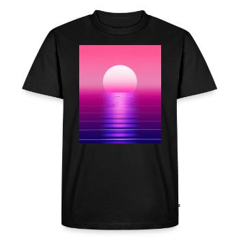Vaporwave Sun Synthwave Sunset - Men's Premium Organic T-Shirt - black - Front - Nico (187cm)