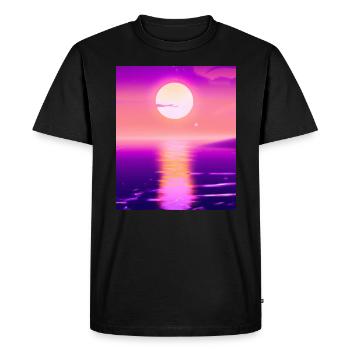 Vaporwave Sun Synthwave Sunset - Men's Premium Organic T-Shirt - black - Front - Nico (187cm)
