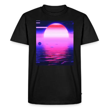 Vaporwave Sun Synthwave Sunset - Men's Premium Organic T-Shirt - black - Front - Nico (187cm)