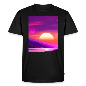 Vaporwave Sun Synthwave Sunset - Men's Premium Organic T-Shirt - black - Front - Nico (187cm)