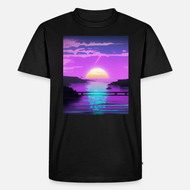 Vaporwave Sun Synthwave Sunset - T-shirt Premium bio Homme - noir