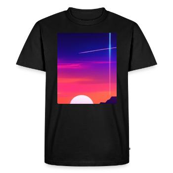 Vaporwave Sun Synthwave Sunset - Men's Premium Organic T-Shirt - black - Front - Nico (187cm)
