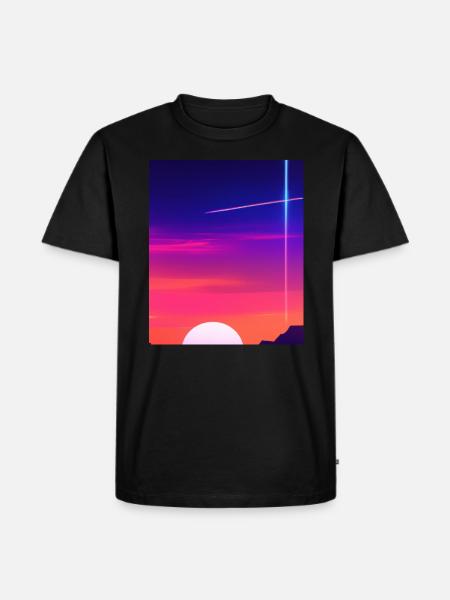 Vaporwave Sun Synthwave Sunset - Men's Premium Organic T-Shirt - black