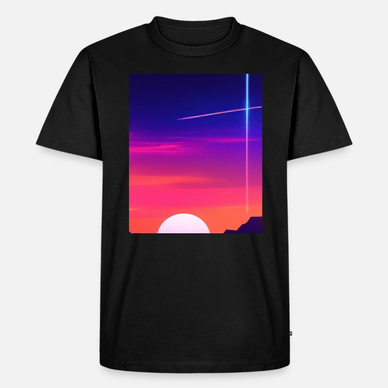 Vaporwave Sun Synthwave Sunset - T-shirt Premium bio Homme - noir