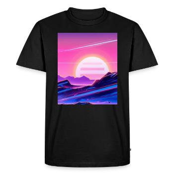 Vaporwave Sun Synthwave Sunset - Men's Premium Organic T-Shirt - black - Front - Nico (187cm)