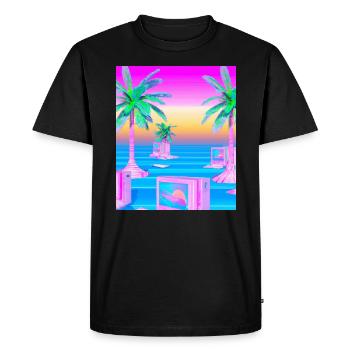 Synthwave Sun Hawaii Vaporwave Aesthetic - Men's Premium Organic T-Shirt - black - Front - Nico (187cm)