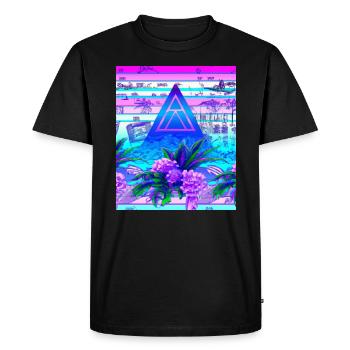 Synthwave Sun Hawaii Vaporwave Aesthetic - Men's Premium Organic T-Shirt - black - Front - Nico (187cm)