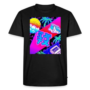 Synthwave Sun Hawaii Vaporwave Aesthetic - Men's Premium Organic T-Shirt - black - Front - Nico (187cm)