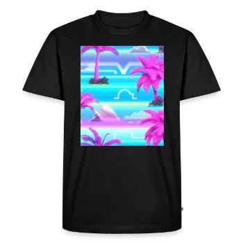 Synthwave Sun Hawaii Vaporwave Aesthetic - Men's Premium Organic T-Shirt - black - Front - Nico (187cm)