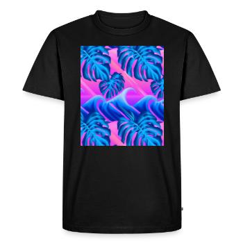 Synthwave Sun Hawaii Vaporwave Aesthetic - Men's Premium Organic T-Shirt - black - Front - Nico (187cm)