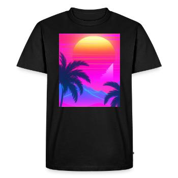 Synthwave Sun Hawaii Vaporwave Aesthetic - Men's Premium Organic T-Shirt - black - Front - Nico (187cm)
