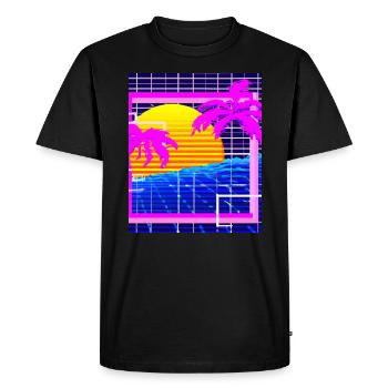 Synthwave Sun Hawaii Vaporwave Aesthetic - Men's Premium Organic T-Shirt - black - Front - Nico (187cm)