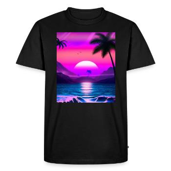 Synthwave Sun Hawaii Vaporwave Aesthetic - Men's Premium Organic T-Shirt - black - Front - Nico (187cm)