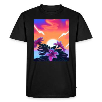Synthwave Sun Hawaii Vaporwave Aesthetic - Men's Premium Organic T-Shirt - black - Front - Nico (187cm)