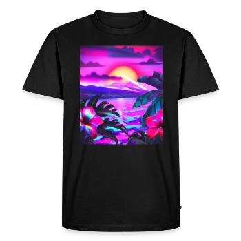 Synthwave Sun Hawaii Vaporwave Aesthetic - Men's Premium Organic T-Shirt - black - Front - Nico (187cm)