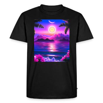 Synthwave Sun Hawaii Vaporwave Aesthetic - Men's Premium Organic T-Shirt - black - Front - Nico (187cm)