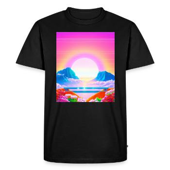 Synthwave Sun Hawaii Vaporwave Aesthetic - Men's Premium Organic T-Shirt - black - Front - Nico (187cm)