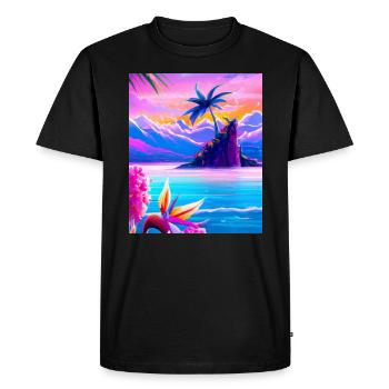 Synthwave Sun Hawaii Vaporwave Aesthetic - Men's Premium Organic T-Shirt - black - Front - Nico (187cm)