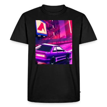 Vaporwave Aesthetic Synthwave Car - Men's Premium Organic T-Shirt - black - Front - Nico (187cm)