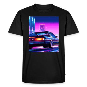 Vaporwave Aesthetic Synthwave City - Men's Premium Organic T-Shirt - black - Front - Nico (187cm)