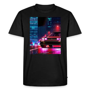 Vaporwave Aesthetic Synthwave Car - Men's Premium Organic T-Shirt - black - Front - Nico (187cm)