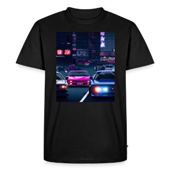 Vaporwave Aesthetic Synthwave Car - Men's Premium Organic T-Shirt - black - Front - Nico (187cm)